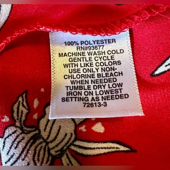 Liz Claiborne Red Floral Ruffle Blouse Long Sleeve Work Top Size M - Picture 5 of 9